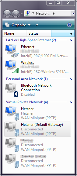 Screenshot of Windows Vista's Network Connections window.